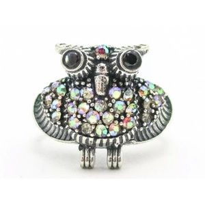 Cute owl gemstone ring